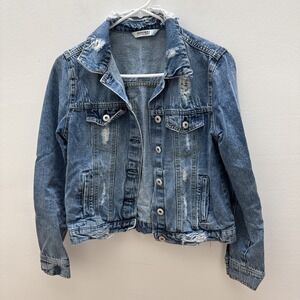 Highway Jeans Womens Denim Jacket Distressed Size Medium